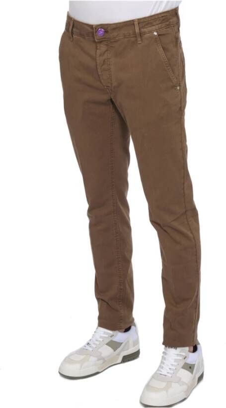 Hand Picked Slim-fit Trousers Bruin Heren