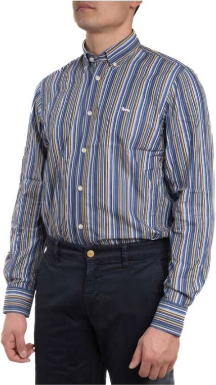 Harmont & Blaine Casual Heren Overhemd van Organisch Katoen met Strepen Blue Heren