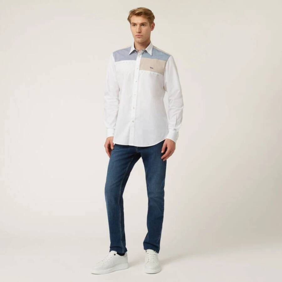 Harmont & Blaine Heren Overhemd van Katoen met Contrast Patches White Heren
