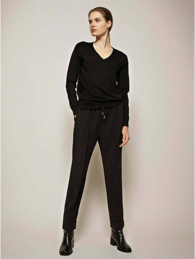 Heartmade Gezellige en stijlvolle gebreide kleding Kela hals trui Zwart Dames