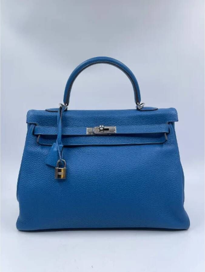 Hermès Vintage Pre-owned Leather handbags Blue Dames