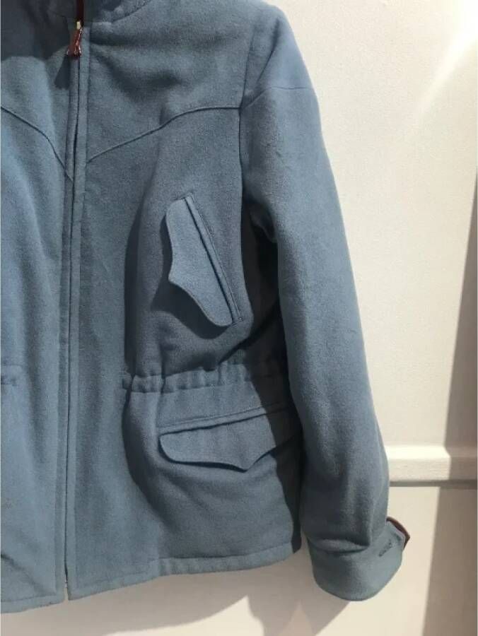 Hermès Vintage Pre-owned Wool outerwear Blauw Dames