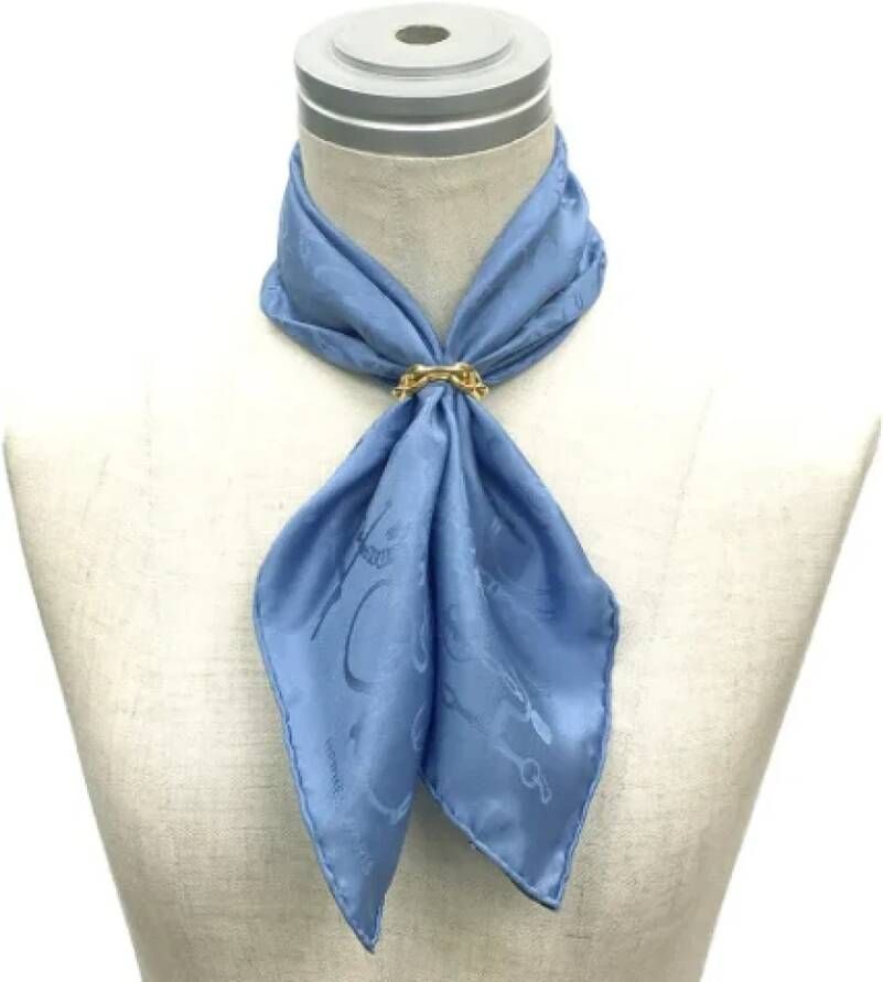 Hermès Vintage Tweedehands Blauwe Zijden Hermès Sjaal Blue Dames
