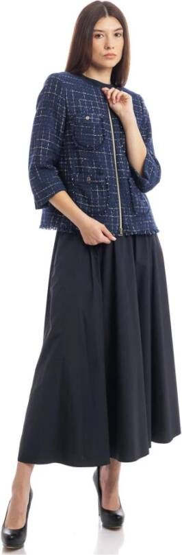Herno Casual Tweed Jas Blauw Dames