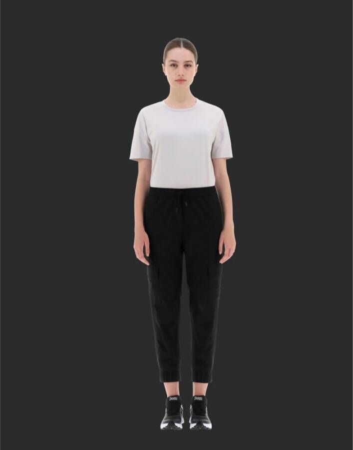 Herno Zwarte Cargo Broek met Elastische Tailleband Zwart Dames