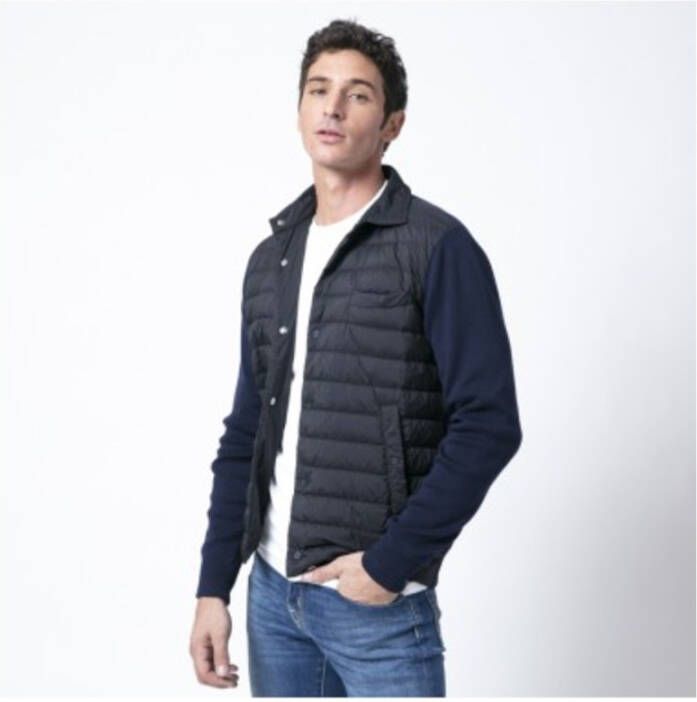 Herno Marineblauwe Bi-Materiaal Jas Blauw Heren