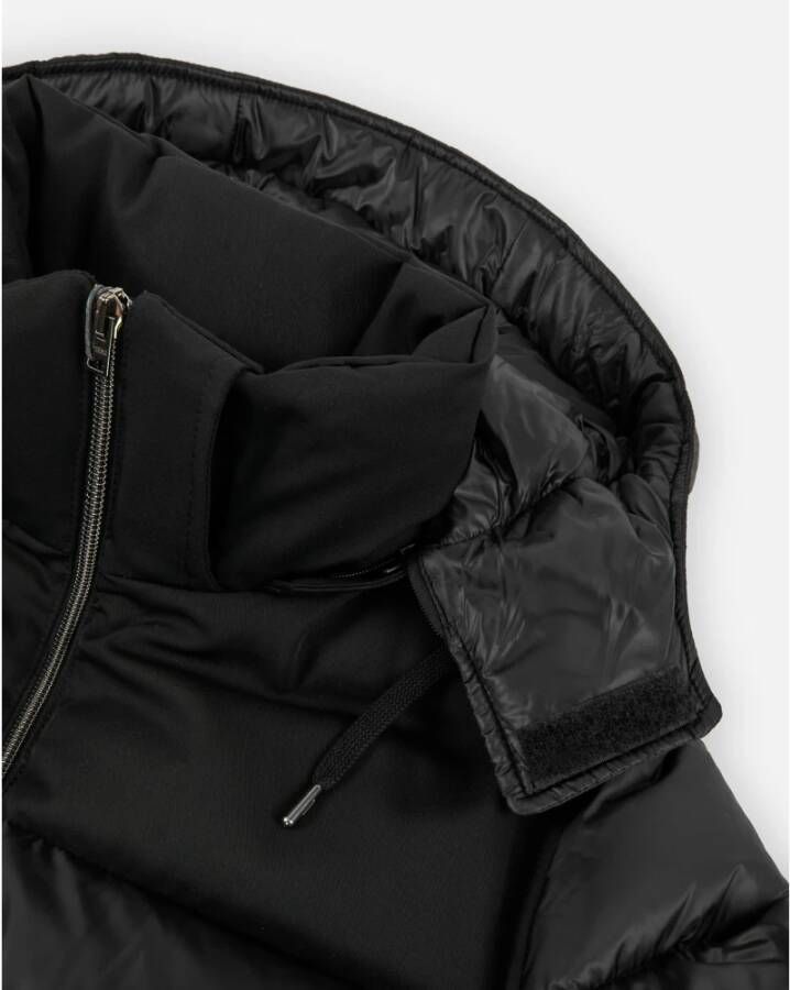Herno Zwarte jas met gemengde stoffen Black Heren