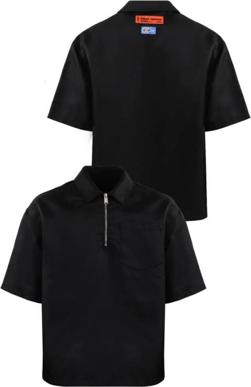 Heron Preston Ex-Ray Nylon Zip Polo Shirt Zwart Heren