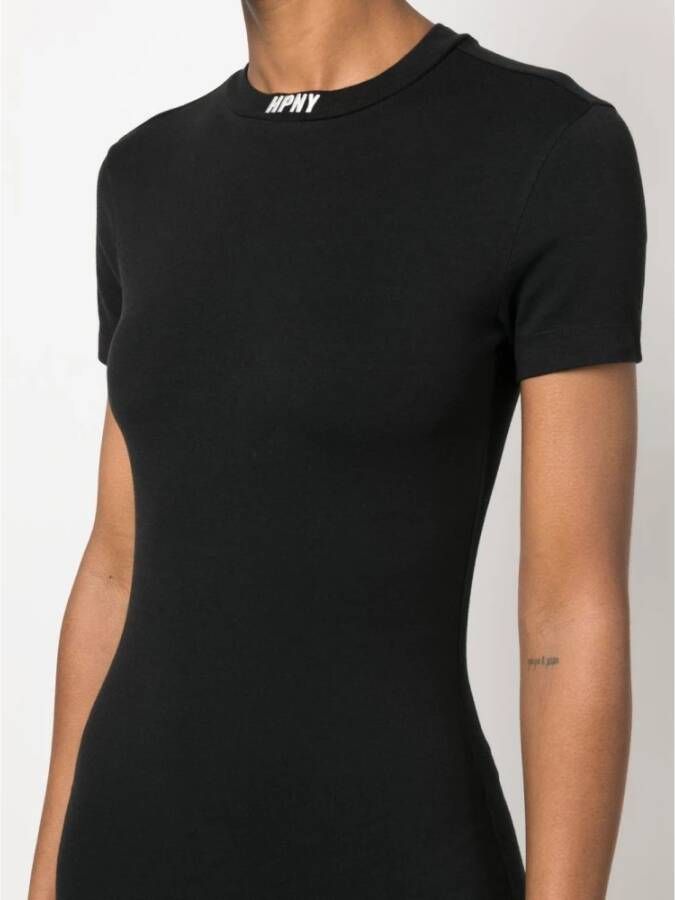 Heron Preston Zwarte T-shirtjurk met geborduurd logo Zwart Dames