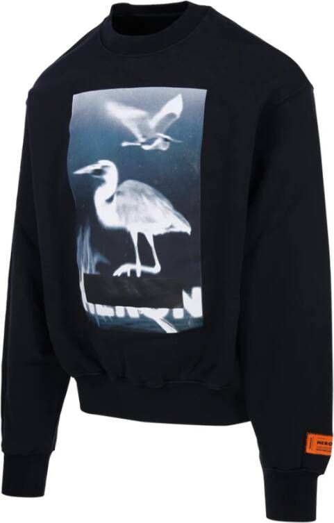 Heron Preston Zwart Wit Crewneck Sweatshirt Zwart Heren