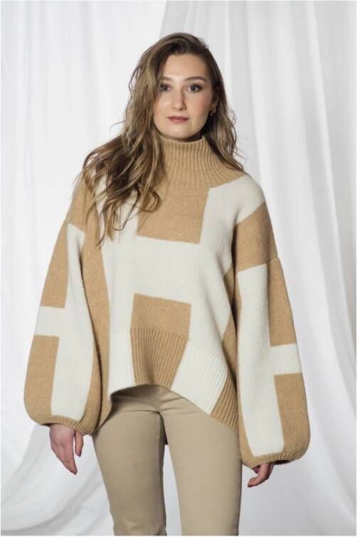 Hést Isa Sweater Oversized Eigentijdse Stijl Beige Dames