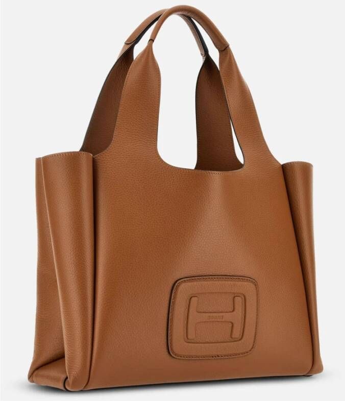 Hogan Leren boodschappentas met Maxi H-design Bruin Dames