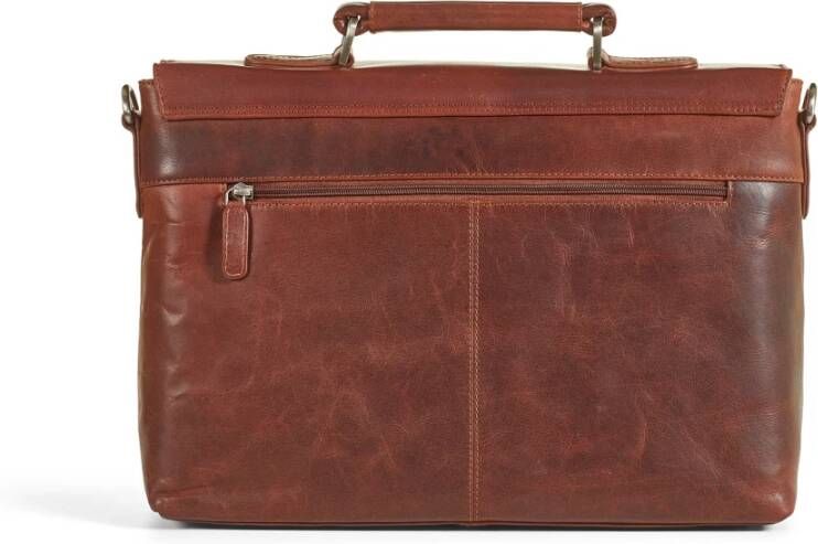 Howard London Bruine leren herentas met laptopvak Bruin Heren