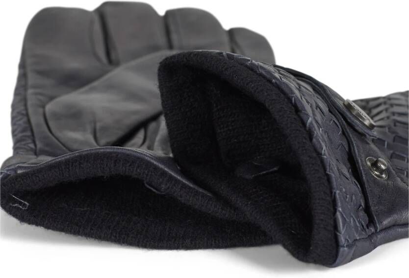 Howard London Navy Leren Gevlochten Handschoenen Blauw Heren