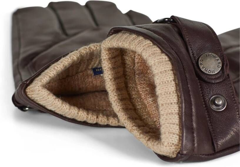 Howard London Donkerbruine Leren Handschoenen voor Heren Bruin Heren
