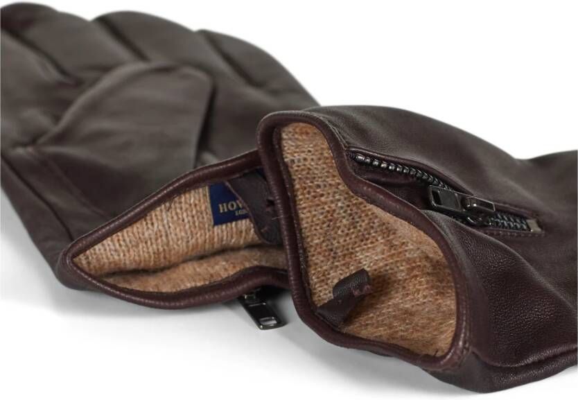 Howard London Donkerbruine Leren Handschoenen voor Heren Bruin Heren