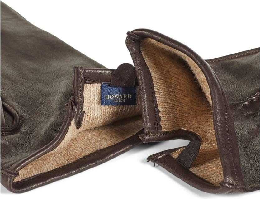 Howard London Donkerbruine Leren Handschoenen voor Heren Bruin Heren