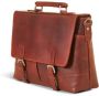 Howard London Bruine leren herentas met laptopvak Brown Heren - Thumbnail 3