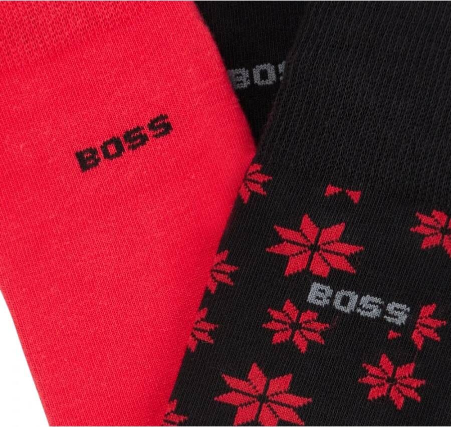 Hugo Boss 3-Pack Heren Sokken Cadeauset Rood Unisex