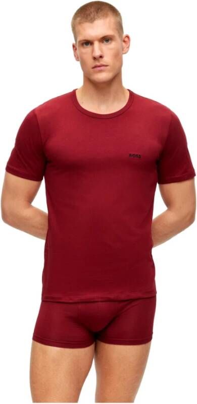 Hugo Boss 3-Pack Katoenen Jersey Logo Intieme T-Shirts Rood Heren