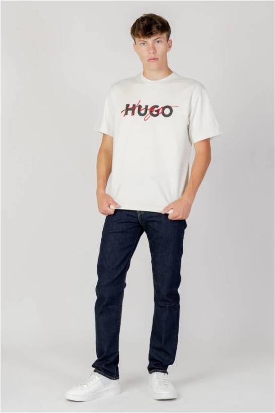 Hugo Boss Heren Wit Print T-shirt White Heren