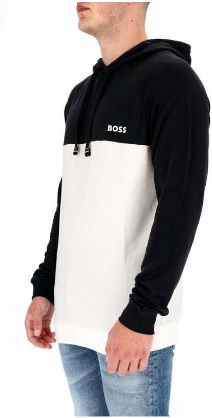 Hugo Boss Felpa con cappuccio a blocchi di colore con logo a contrasto uomo Boss Fashion Sweatshirt H 50474934 Nero Zwart Heren
