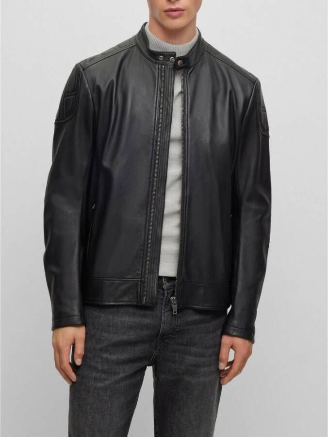 Hugo Boss Leather Jackets Zwart Heren