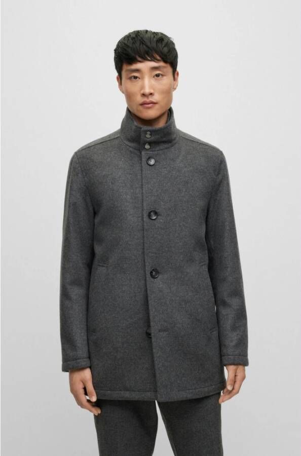 Hugo Boss relaxed fit mantel Grijs Heren
