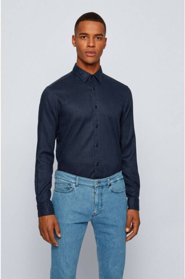 Hugo Boss Normaal shirt Blauw Heren