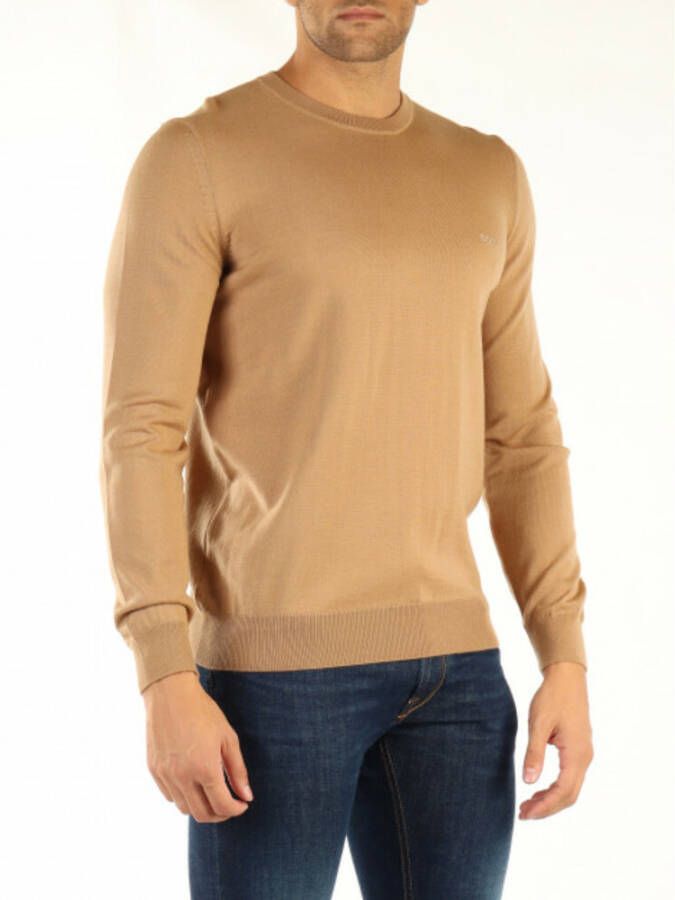 Hugo Boss Ronde hals gekweek Beige Heren