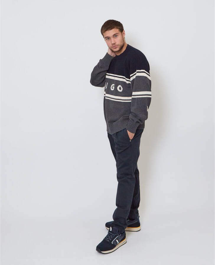 Hugo Boss Round-neck Knitwear Zwart Heren