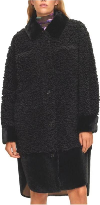 Hugo Boss Ruimvallende pluche jas in het zwart Dames