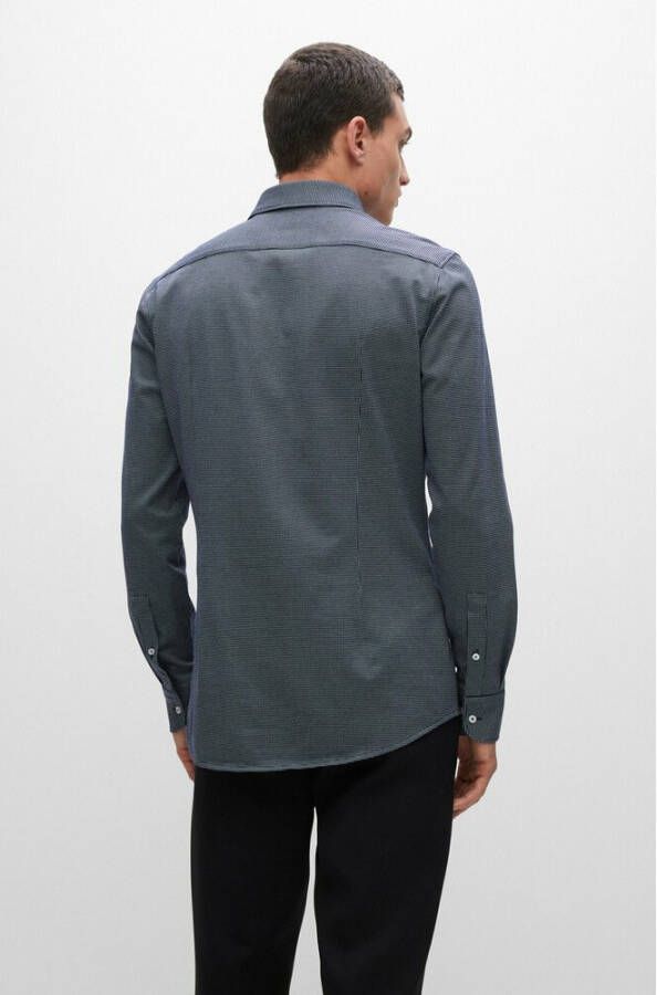 Hugo Boss Blå Slim Fit Cotton Blend Jersey Skjorte Blauw Heren