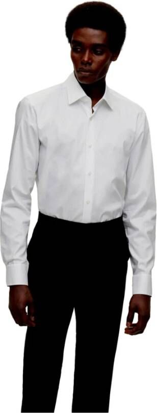 Hugo Boss Slim Fit Katoenen Poplin Overhemd met Gemakkelijk Strijken Wit Heren