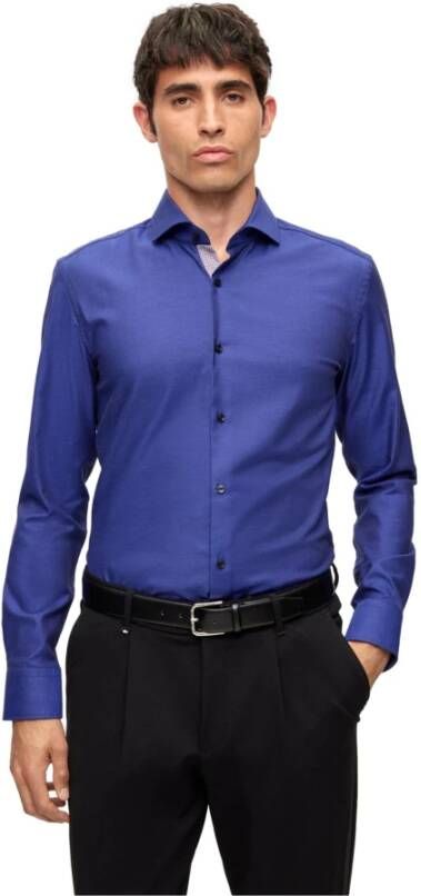Hugo Boss Slim Fit Katoenen Twill Overhemd in Blauw Heren