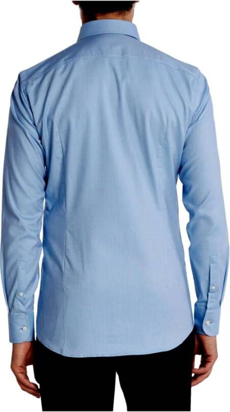 Hugo Boss Slim Fit Katoenen Twill Overhemd met Contrastdetails Blauw Heren