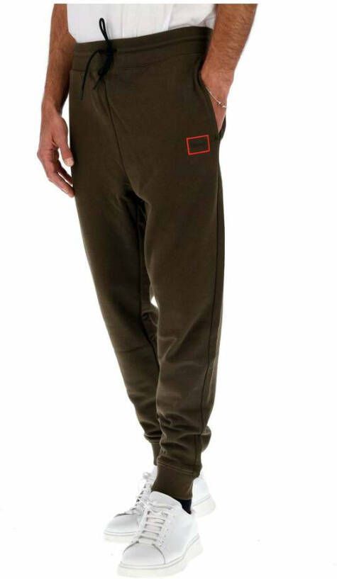 Hugo Boss Pantaloni tuta in terry di cotone con logo ricamato in cornice rossa uomo Boss 50481335 Verde Groen Heren