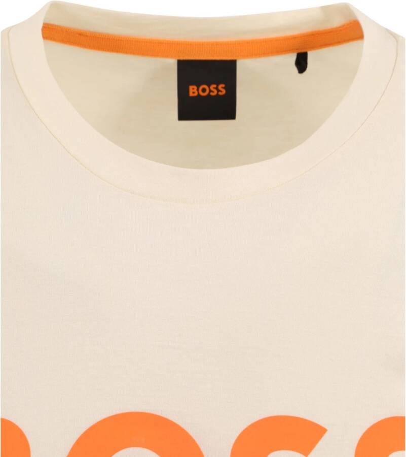 Hugo Boss T-shirt Logo Lichtbeige Beige Heren