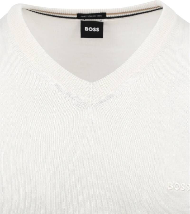 Hugo Boss V-neck Knitwear Wit Heren
