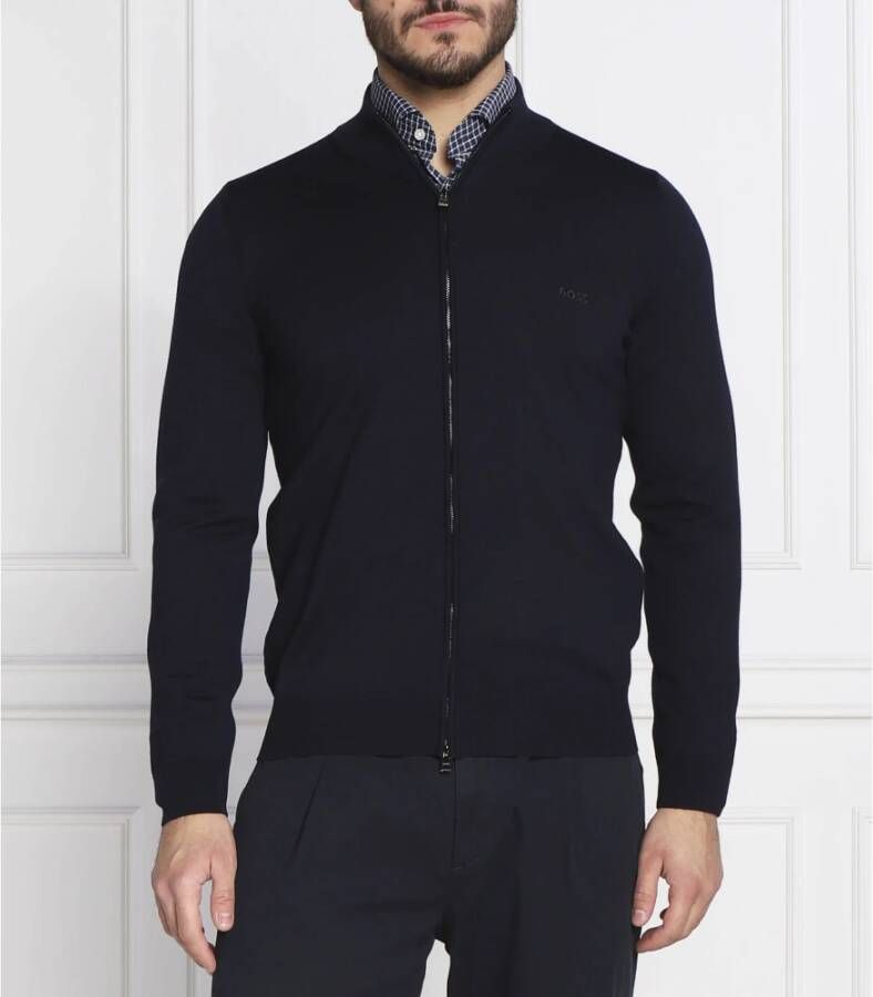 Hugo Boss Veelzijdige Regular Fit Trui met Rits Blauw Heren