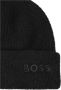 Hugo Boss Wollen Logo Hoed in Zwart Black Unisex - Thumbnail 2