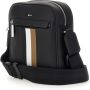 Hugo Boss Heren Ray NS Rits Schoudertas van Imitatieleer met Kenmerkende Streepdetails Black Heren - Thumbnail 2