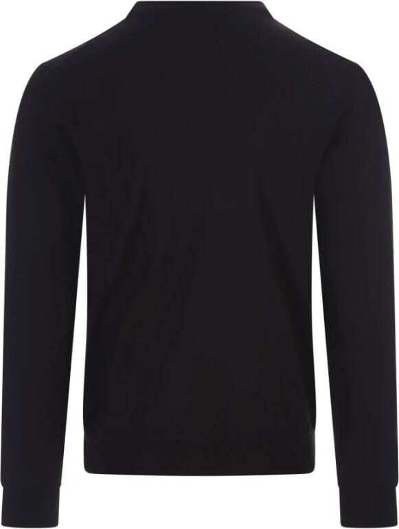 Hugo Boss Zwarte Wollen Trui met Geborduurd Logo Zwart Heren