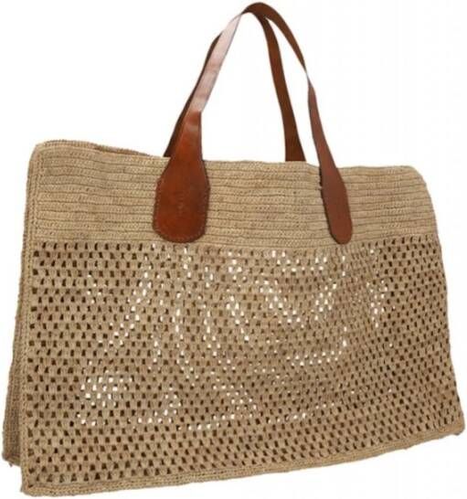 Ibeliv Natuurlijke Raffia Handtas Havana Stijl Beige Dames