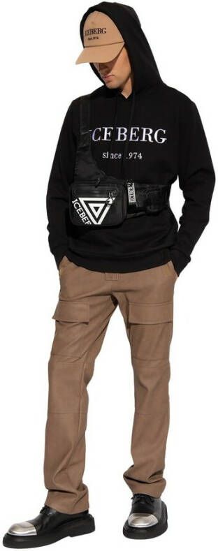 Iceberg Hoodie met logo Zwart Heren