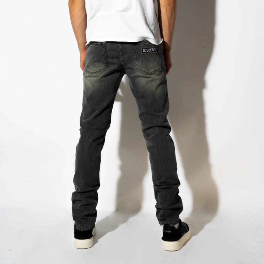 Iceberg Slim-fit Jeans Zwart Heren