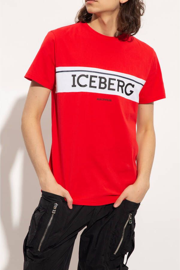 Iceberg T-shirt met logo Rood Heren