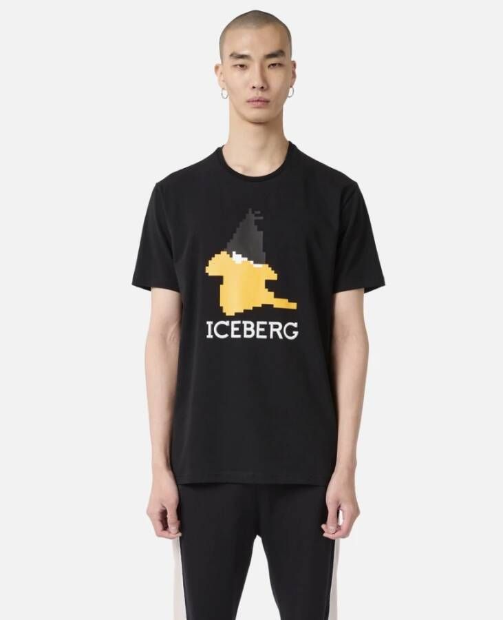 Iceberg T-shirt Daffy Face Print Czarny Zwart Heren
