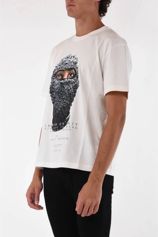 IH NOM UH NIT Zwarte Masker T-shirt met Voor- en Achterprint Wit Heren
