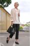 InWear Zwarte leren cropped kick-flare broek Black Dames - Thumbnail 2